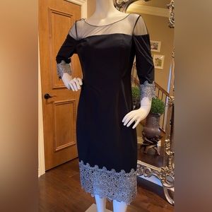 Kay Unger Tatum Mesh Lace Dress Size 12New Black NWT